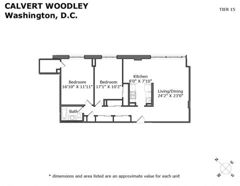 Floor plan for 2 beds, 1 bath, 1180 sqft